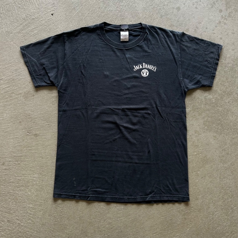 Vintage Jack Daniels Shirt Size Large Black Tennessee Whiskey Alcohol Liquor N7
